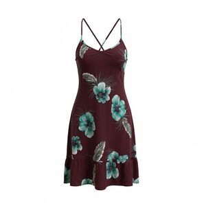 Volcom Floral Halter Spaghetti Strap Sleeveless Mini Dress Multicolor Small